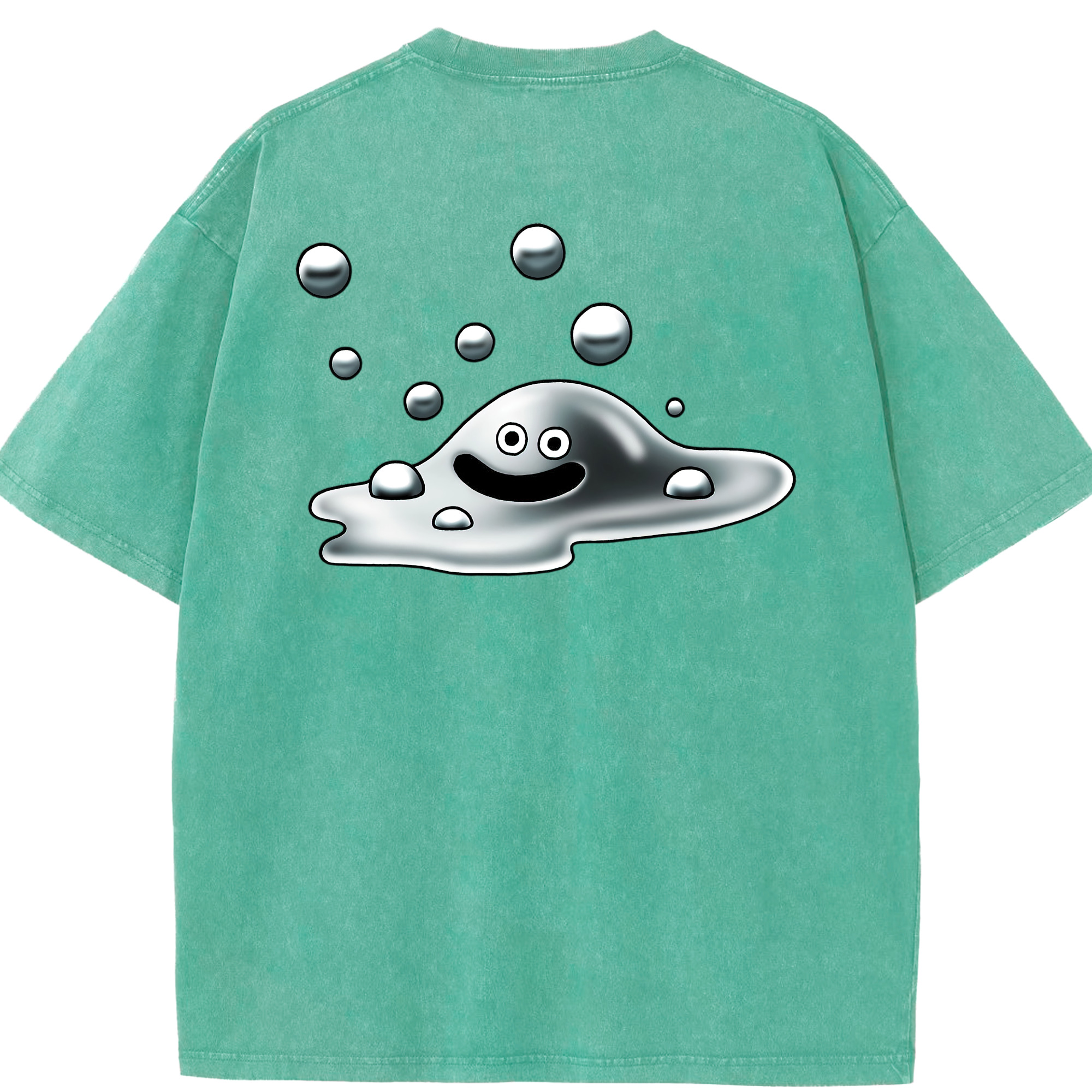 （画像用） ドラゴンクエスト Doragon Kuesuto Dragon Quest 綿100% ヴィンテージ風 半袖Tシャツ（背面プリント）
